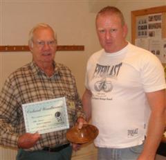 The monthly Highly commended Mike Turner received his certificate from Tony Handford